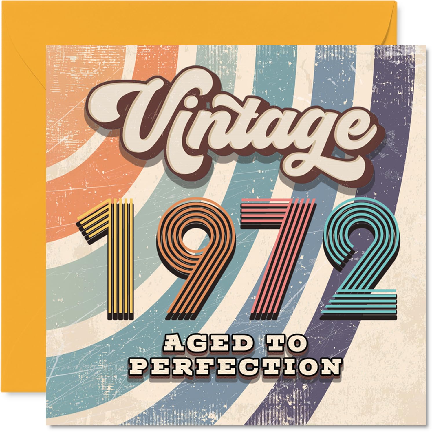 54th Birthday Card for Men Women - Vintage 1972 Aged To Perfection - Happy 54 Birthday Cards for Nanny Grandma Neighbour Brother Dad Nan, 145mm Bday Greeting Cards