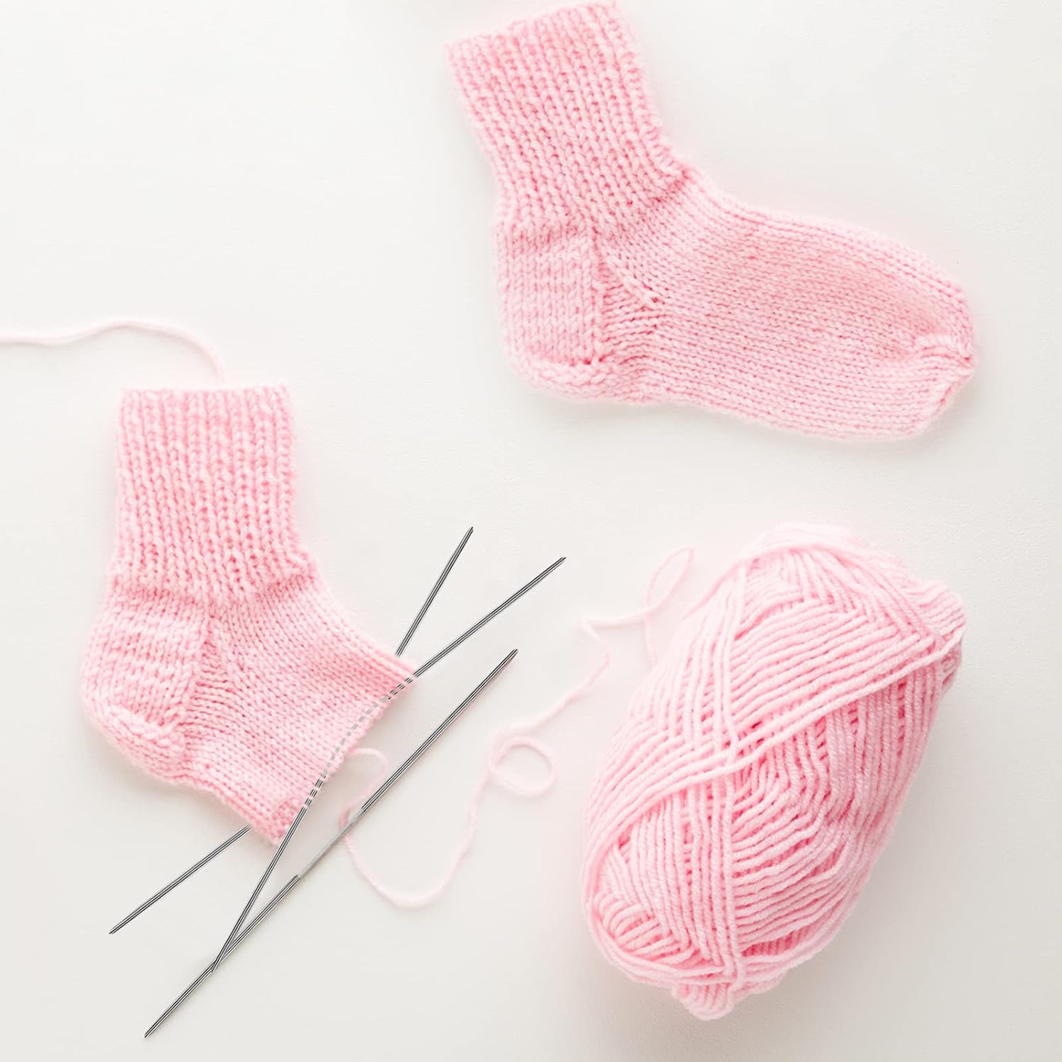 Aeelike Flexible Double Pointed Needles 3.5mm, Set of 3 Metal Short