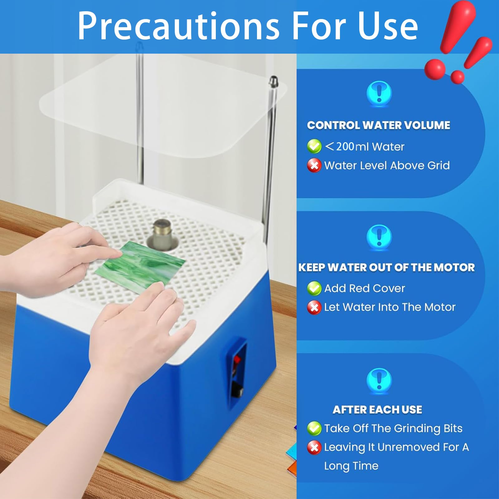 Amoladora De Vidrio PortáTil De 65 W, 4200 R/Pm MáQuina Pulidora Con Placa Deflectora Para Vidrio Y CeráMica Sistema AutomáTico De Agua