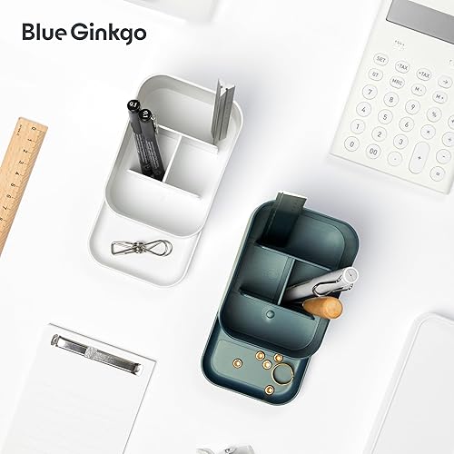 Miniatura 5 de BLUE GINKGO Soporte de escritorio - Organizador de oficina hecho en Corea para lápices, bolígrafos, notas y suministros de escritorio (verde)