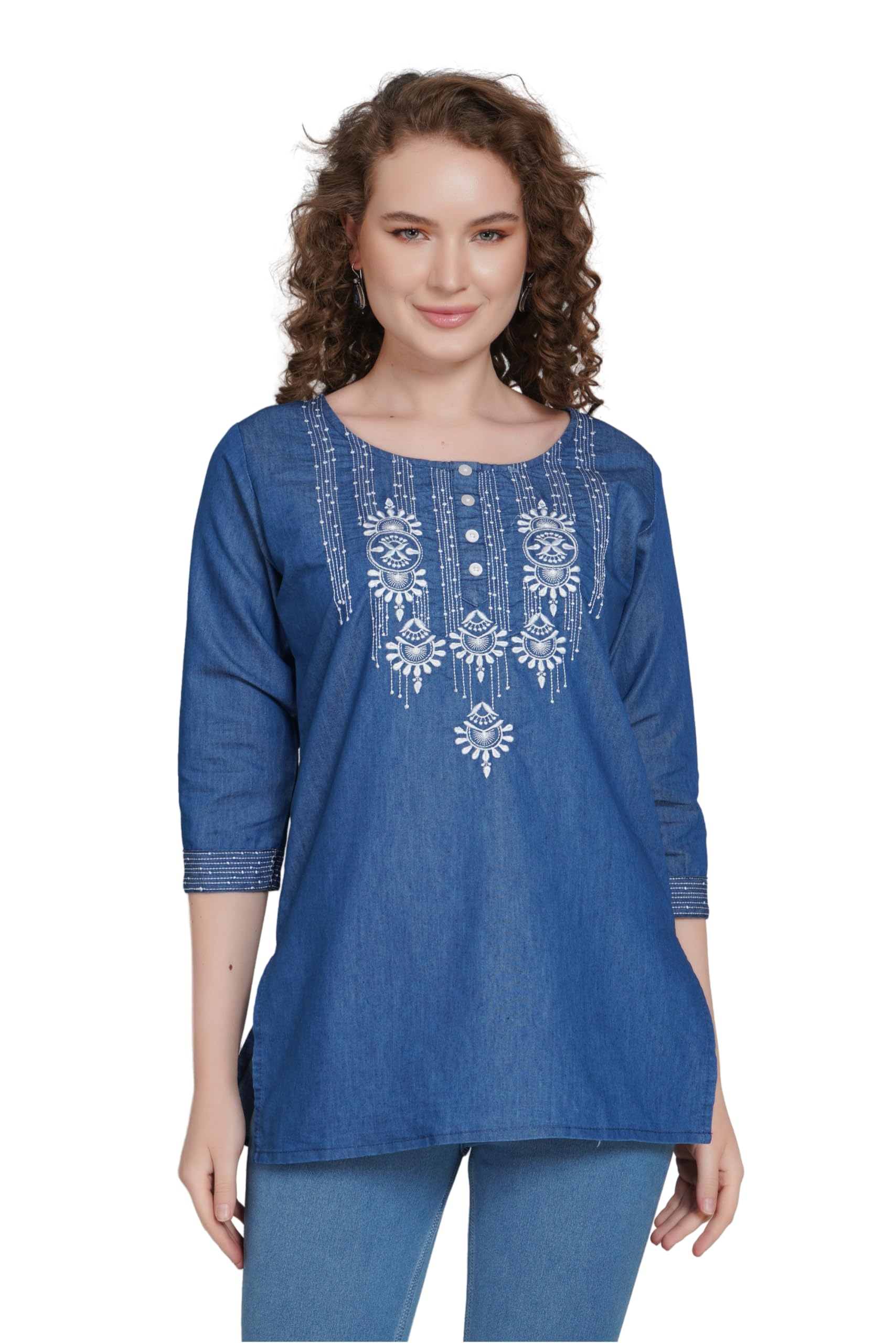 creative kurti palace Denim Top | Women's Denim Top – Casual & Stylish Denim Shirt Style Top for Girls – Everyday Casual Wear |-picture-43