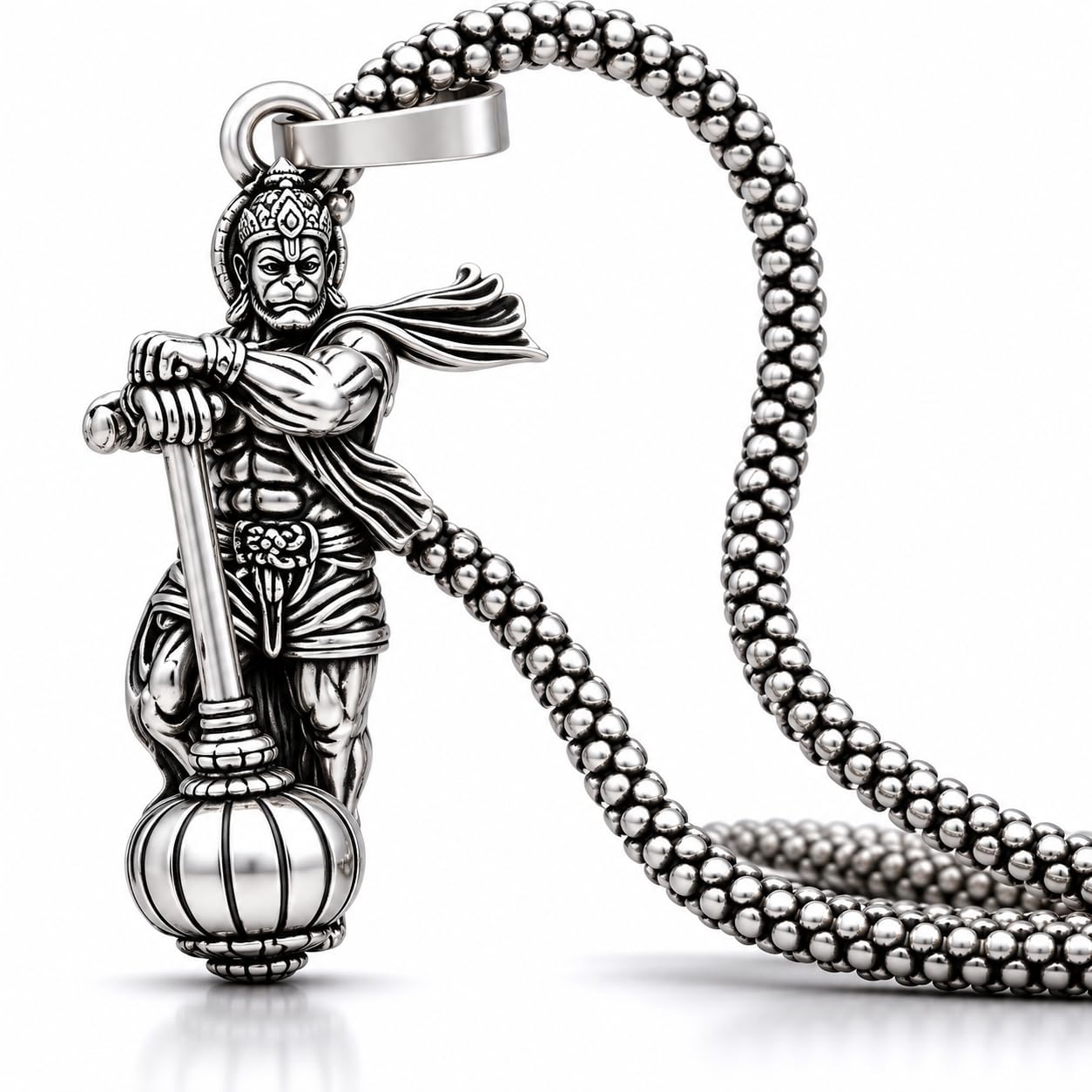 beautivia Hanuman Pendant Necklace, Alloy Steel, Oxidised Antique Finish, Unisex, with Cable Chain, Fashion Style-picture-27