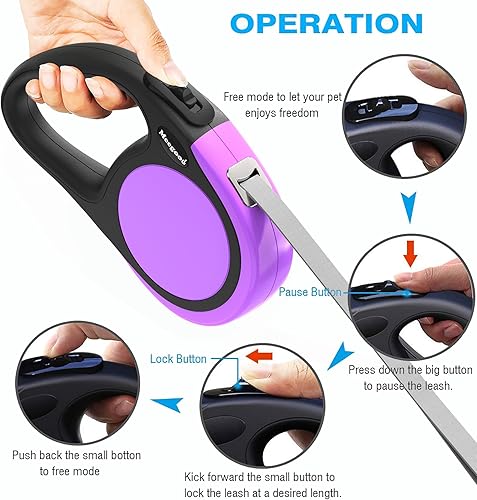 Miniatura 2 de Correa doble retráctil para perros de hasta 50 libras por 16 pies para perros pequeños y medianos, un sistema bloqueado, agarre antideslizante, sin