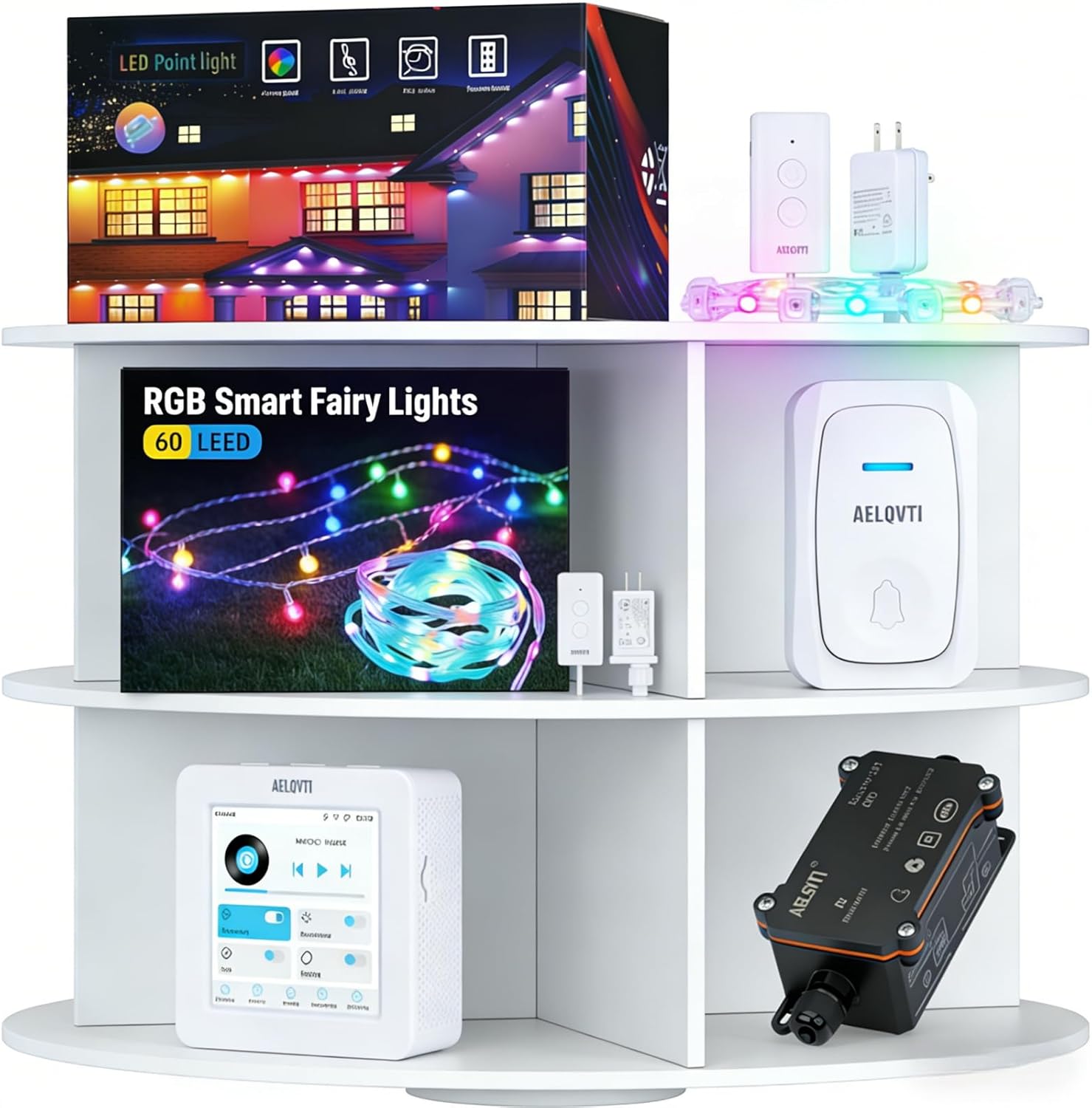 Smart Courtyard Set Smart Life APP Control Touch Screen Centralized Synchronous Control DIY Scenarios (Gateway 1pcs,Fairy Light 1pcs,Doorbell 1pcs,Breaker 1pcs, Eave Lights 1pcs)