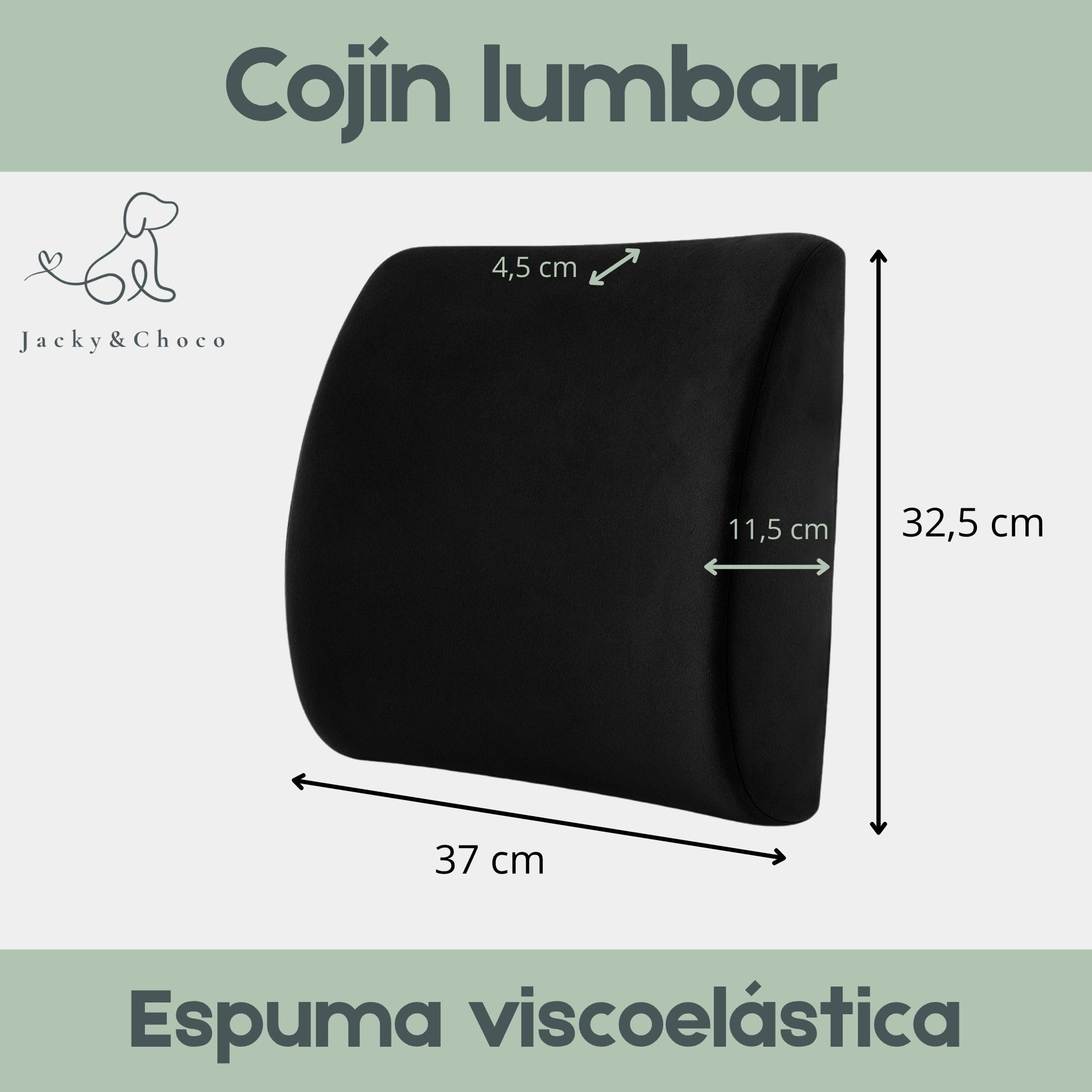 Jacky&Choco Cojín Lumbar Ergonómico de Espuma Viscoelástica para Silla de Oficina y Asiento de Coche, Almohada de Soporte Lumbar para Espalda con Bandas Ajustables