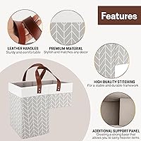 Vista 5 de SAM AND MABEL Cesta de escalera con patrón de chevron – 16"L x 9.5"W x 16"H Cesta de escalera con asas, organizador de almacenamiento de escalera