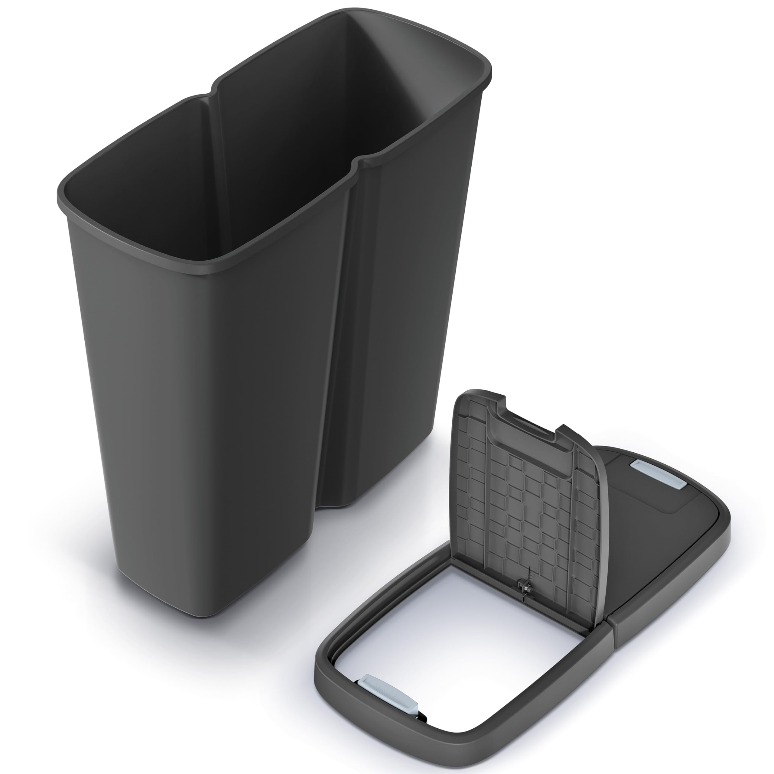 Monzana® Double poubelle cuisine 2x25 litres 2 compartiments couvercle bouton corbeille papier bureau déchets bio tri sélectif recyclage gris-vert
