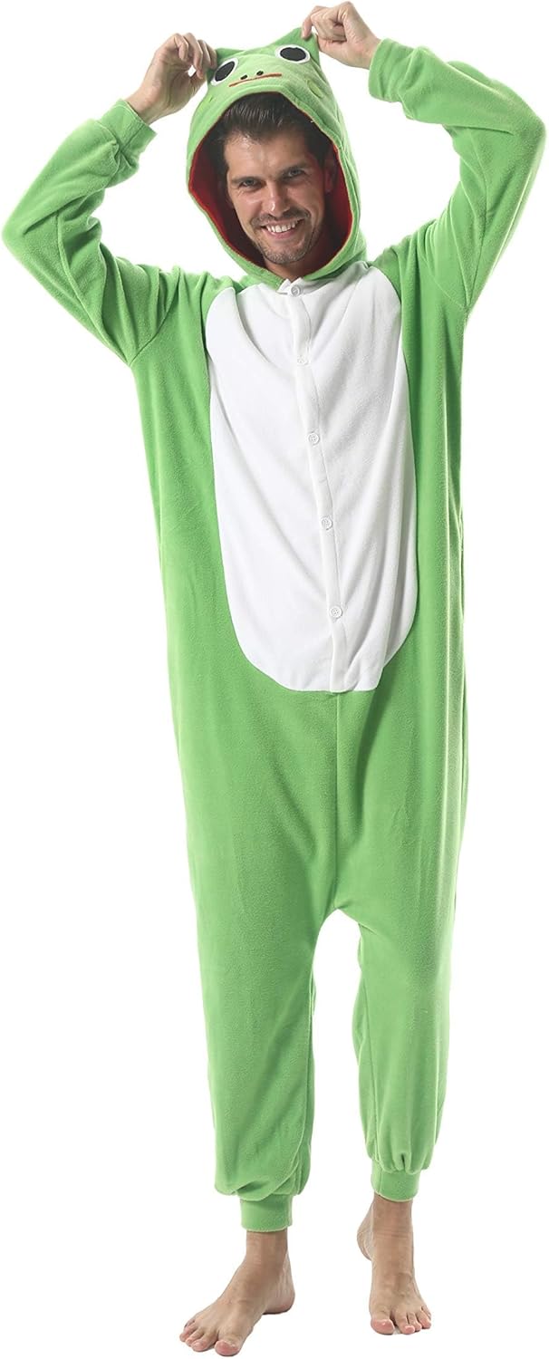 DarkCom Frog Onesie Halloween Costume One Piece Unisex Adult Pajamas Women Men Sleepwear Christmas Pajamas - Image 3