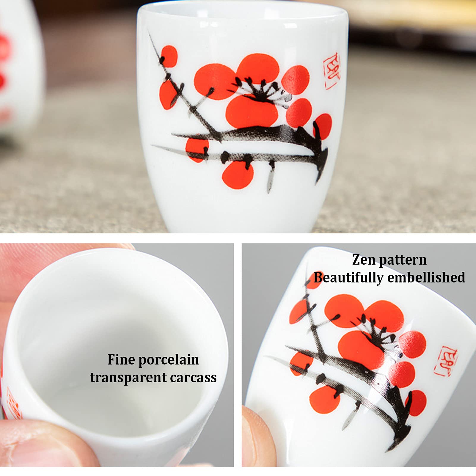 Ensemble de Deux Tasses à saké japonaises en Porcelaine Peinte à la Main, Style Traditionnel.