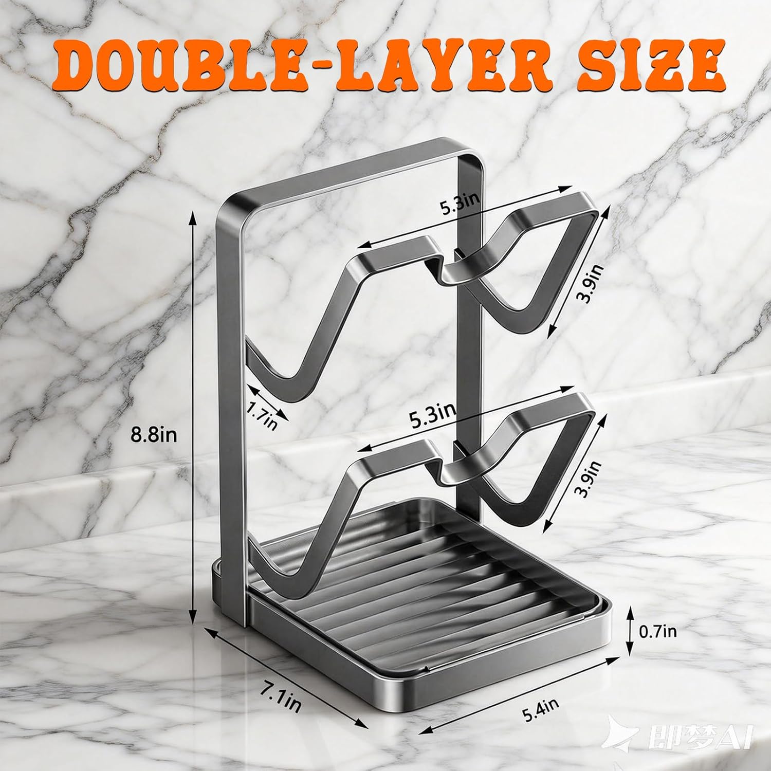 2026 New Kitchen Pot Lid Storage Rack, Multifunctional Pot Lid Organizer Rack, Lid Holder While Cooking, Lid And Spoon Rest, Thickened Carbon Steel Material, Higher Load-Bearing And Stability (Grey)