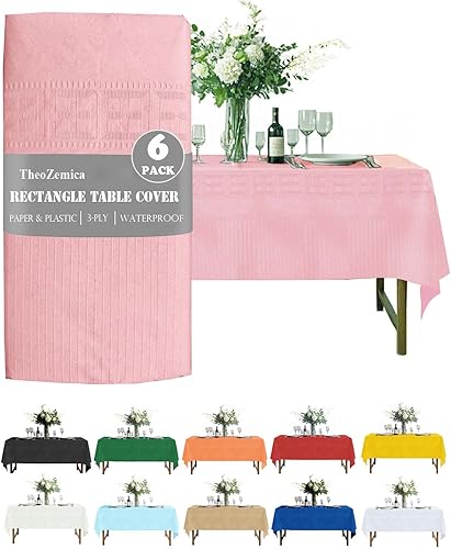 Miniatura 15 de Disposable Paper Tablecloth for Rectangle Tables 4 Pack, 54×108 Inch Waterproof Paper & Plastic Table Cloth, Yellow Table Cover for Spring Easter