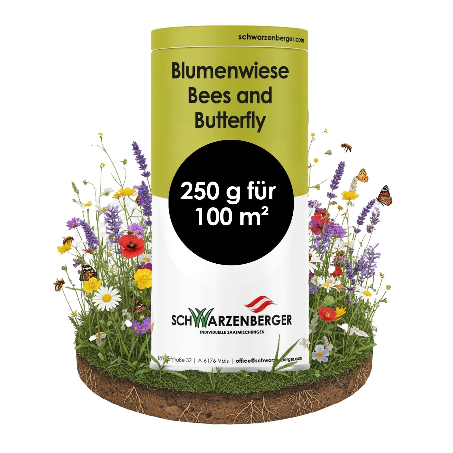 Samen Schwarzenberger I Mehrjährige Blumenwiese I 250 g für 100 m² I Samenmischung mit über 30 Arten I bestäuberfördernd & anpassungsfähig I für Schmetterlinge & Bienen
