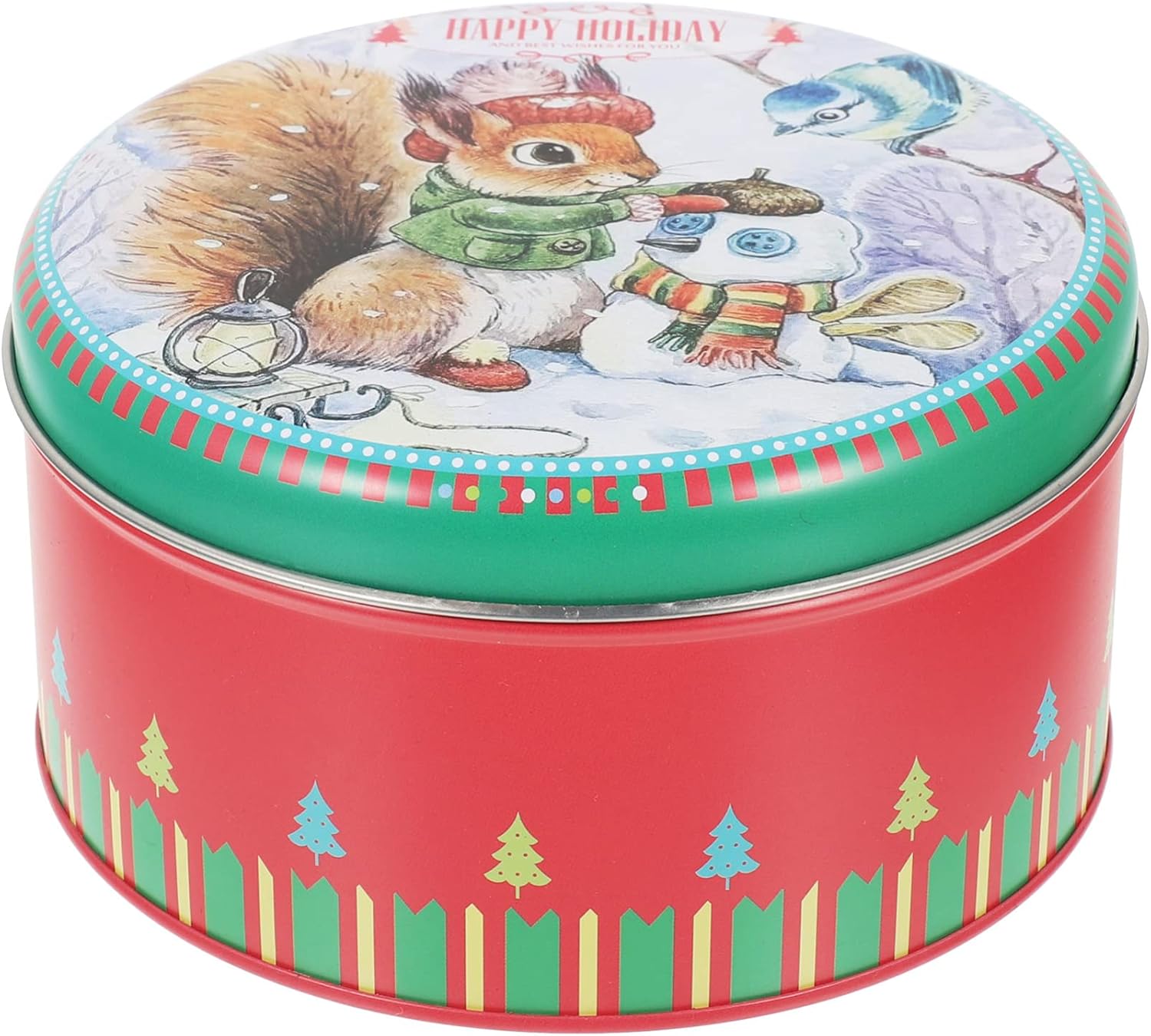 BESTonZON Christmas Cookie Tins Round Candy Tins Metal Cookie Tins with Lids Holiday