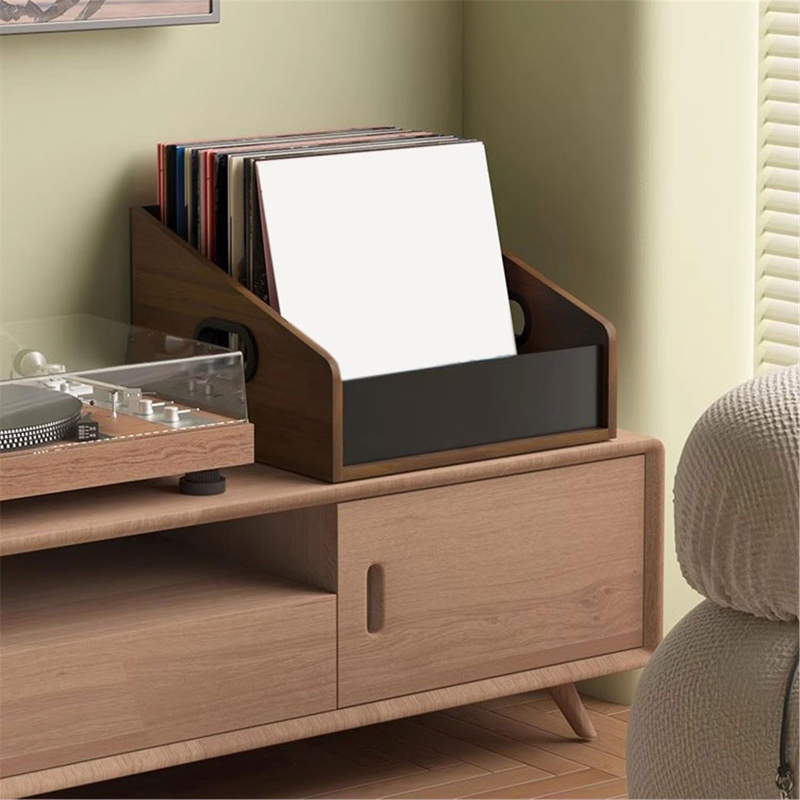 Étagère de rangement en bois pour vinyle et CD – Support haute capacité pour platines, bureau, affichage à la maison – Organisateur parfait pour les amateurs de musique