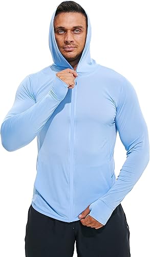 Sudadera con capucha y cremallera completa para hombre, protección solar UPF 50+