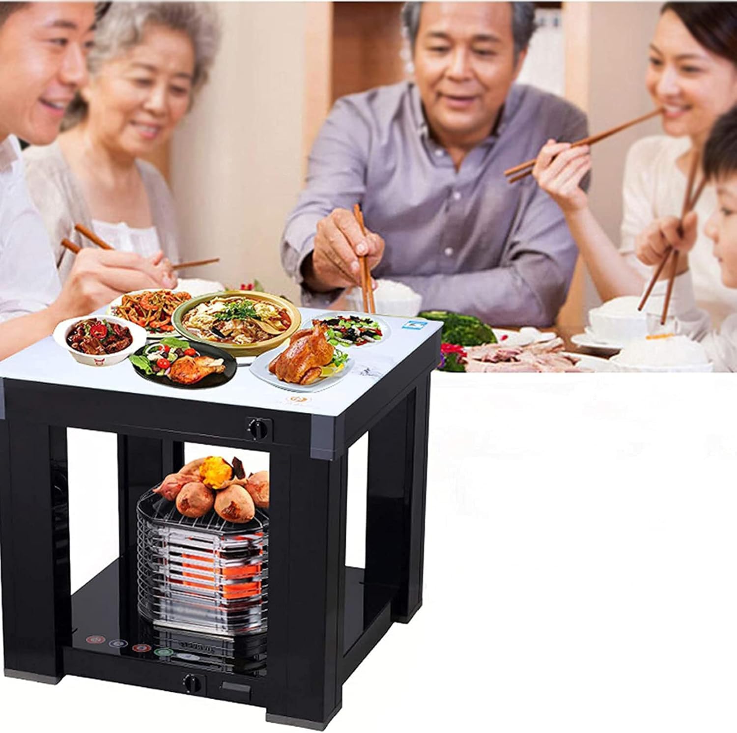 Mesa de calefacción portátil para interiores con radiador de convección para uso en invierno en la sala de estar