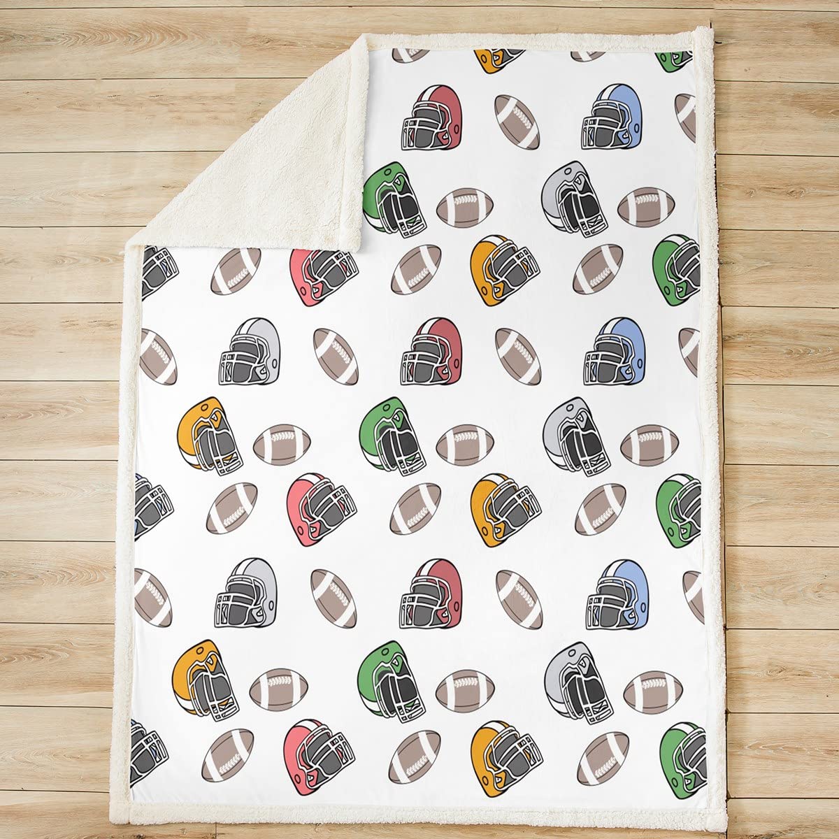 Futbol amerykański koc polarowy dla dzieci, miękki, pluszowy koc do rugby, dla chłopców i dziewcząt, do gry sportowej, na sofę, łóżko, rozmiar queen size, 228 x 229 cm