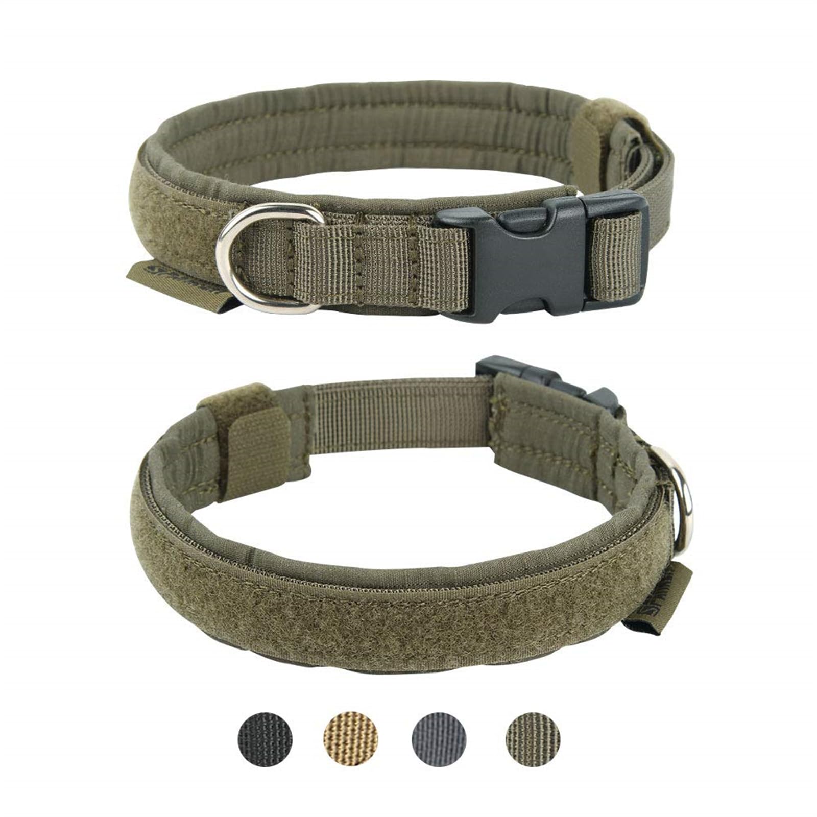 Ranger green military nylon dog collar with padded lining