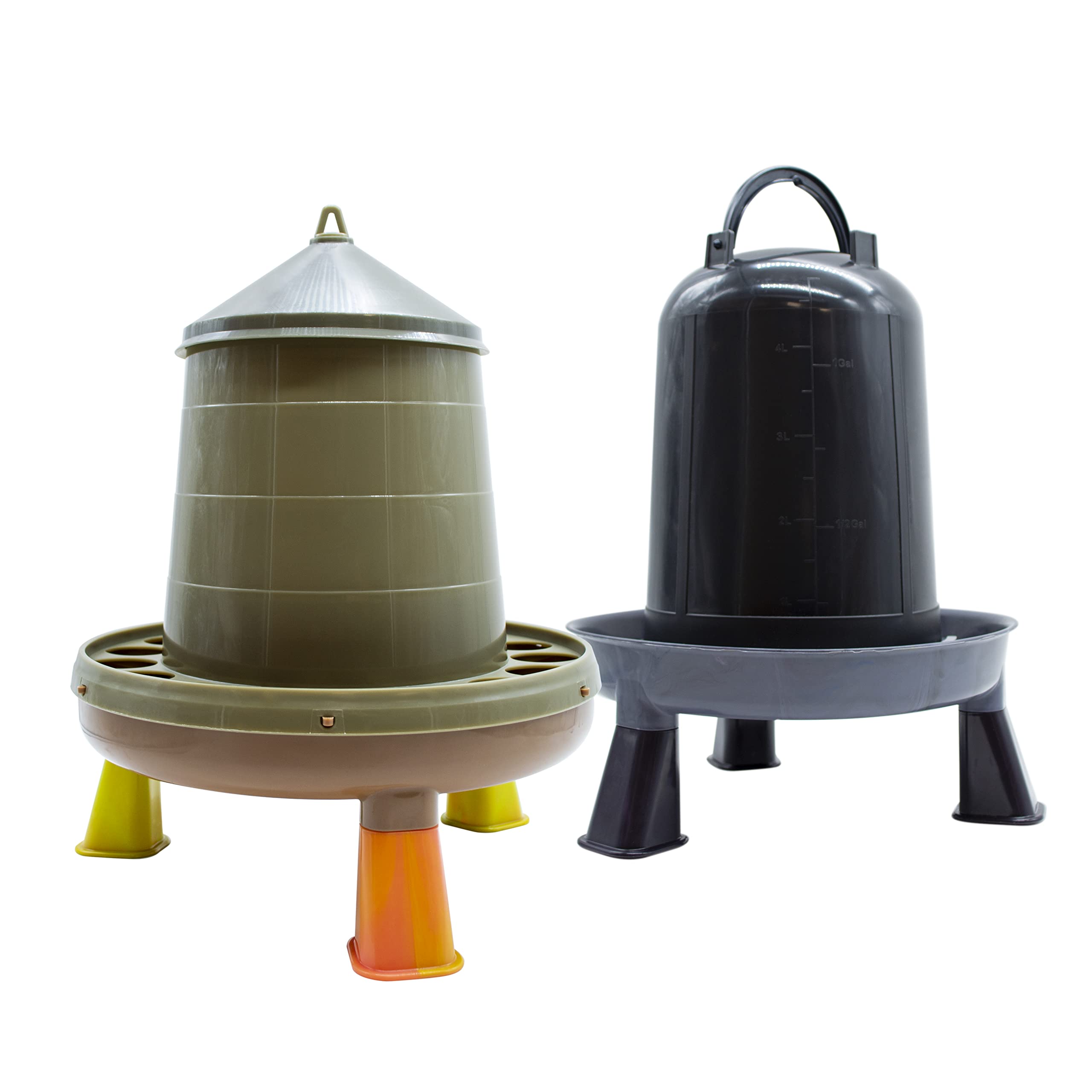 FINCA CASAREJO Pack Comedero Gallinas + Bebedero Gallinas - Plástico Reciclado - Tolva 4kg con Patas + Bebedero 5L con Patas