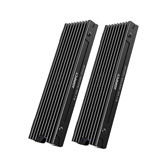 M.2 SSD Heatsink Cooler, Black, Aluminum Quadruple Heat Dissipation Assembly, NVME 2280 Double-Sided Cooling, Thermal Pad Included, for PC MotherboardBlack 2 Pieces