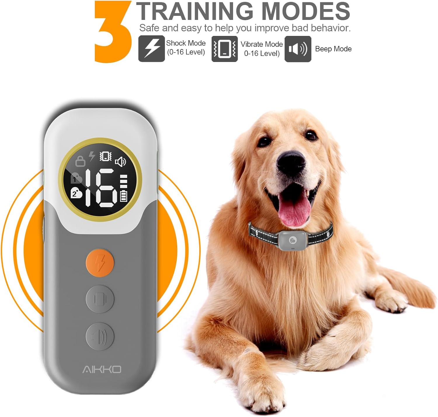 Aikko Dog Shock Collar 2 Dogs with Remote - 2400 Ft Waterproof Training Collar for Dogs Large Medium Small with 3 Modes, Beep Vibration Safe Shock, IP67 Waterproof Electric Collar for Dogs