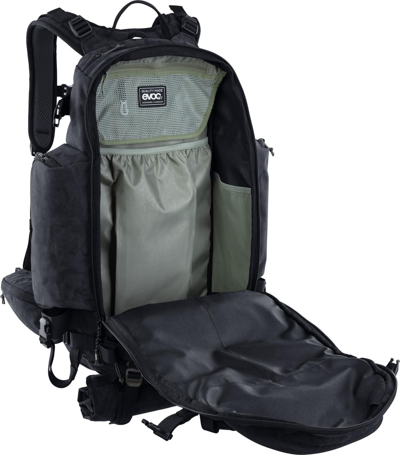 EVOC TRAIL BUILDER 35, zaino porta attrezzi (materiale Cordura, alette laterali extra larghe, spallacci imbottiti, inclusa copertura antipioggia, volume: 30l, dimensioni: 56 x 29 x 18 cm), Nero
