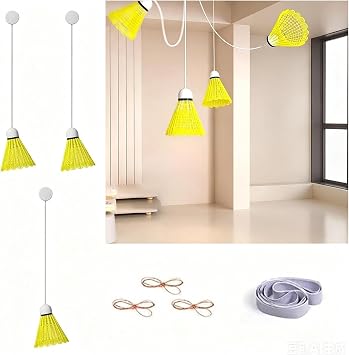 3 Pack Badminton Trainer Rebound Ahesive Ceiling Mount Hanging Solo Badminton Practice Rebounder Equipment for Badminton Rackets Set Adult Beginners Indoor Sports Hit Shot Practice