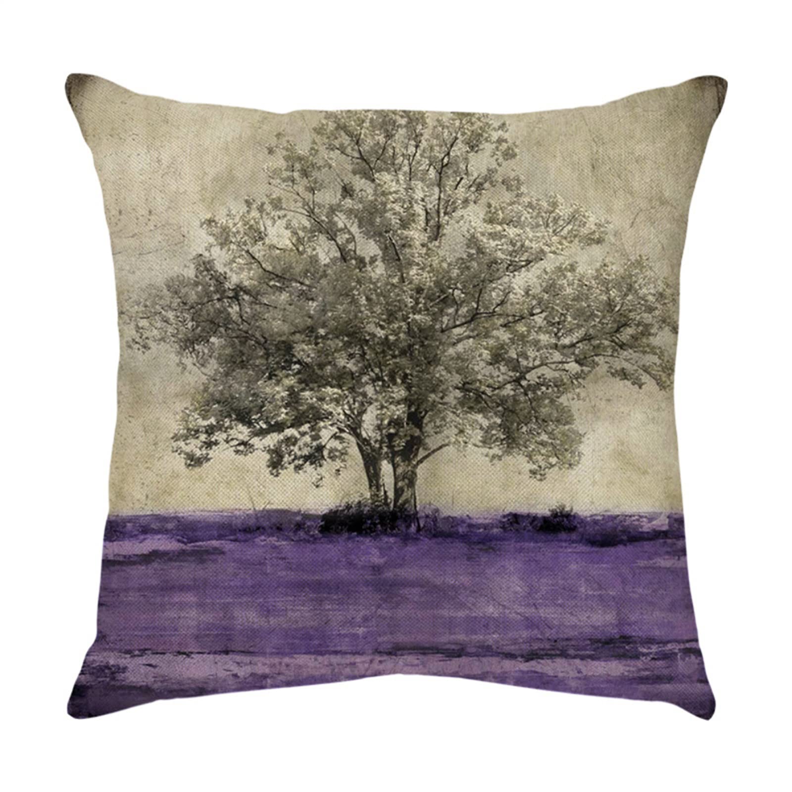 4 Piezas Funda de Almohada Arbol Gris Fundas de Cojín Terciopelo Sencillo y Decorativo para Sofá Camas Dormitorio Coche Lino Cojines Throw Pillow Covers 80x80cm/32x32 Inch