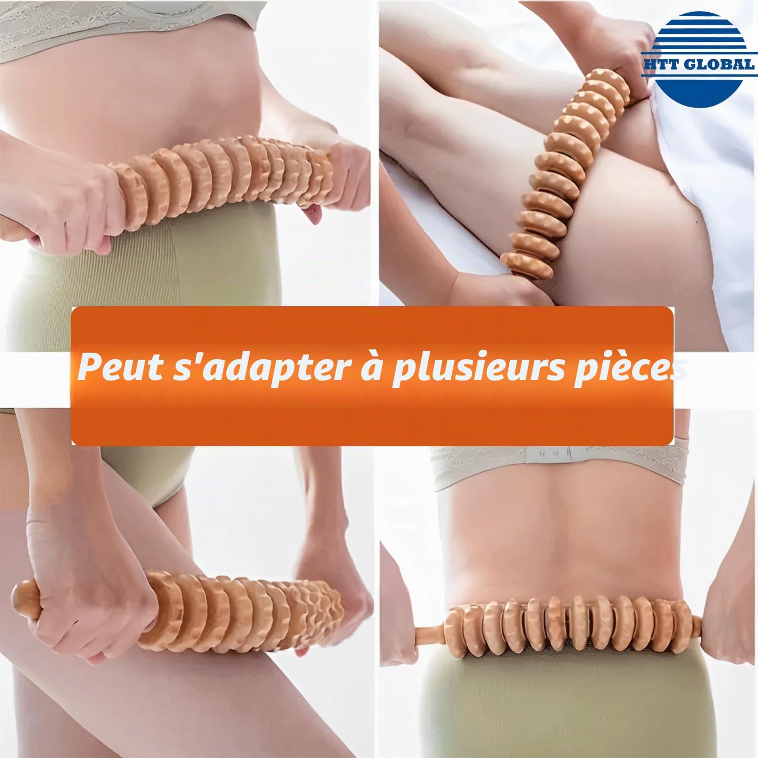 Lot de 3 outils de massage thérapeutique du bois pour le contour et la mise en forme du corps, kit de madérothérapie avec masseur de drainage lymphatique, outils de sculpture du corps en