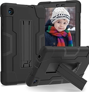 for TCL TAB 8 LE Case, TCL TAB 8 Case for Kids, Heavy Duty Rugged Full-Body Hybrid Shockproof Drop Protection Cover for TCL Tab 8 LE (Model:9137W) 2023/TCL Tab 8 WiFi (Model:9132X) (1-Black)
