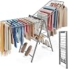 SYKIARIOL Clothes Drying Rack Foldable, Height Adjustable Clothes Airer, Metal Drying Rack Laundry, Portable Drying Rack Indoor & Outdoor For Sweater Baby Clothes, Grey