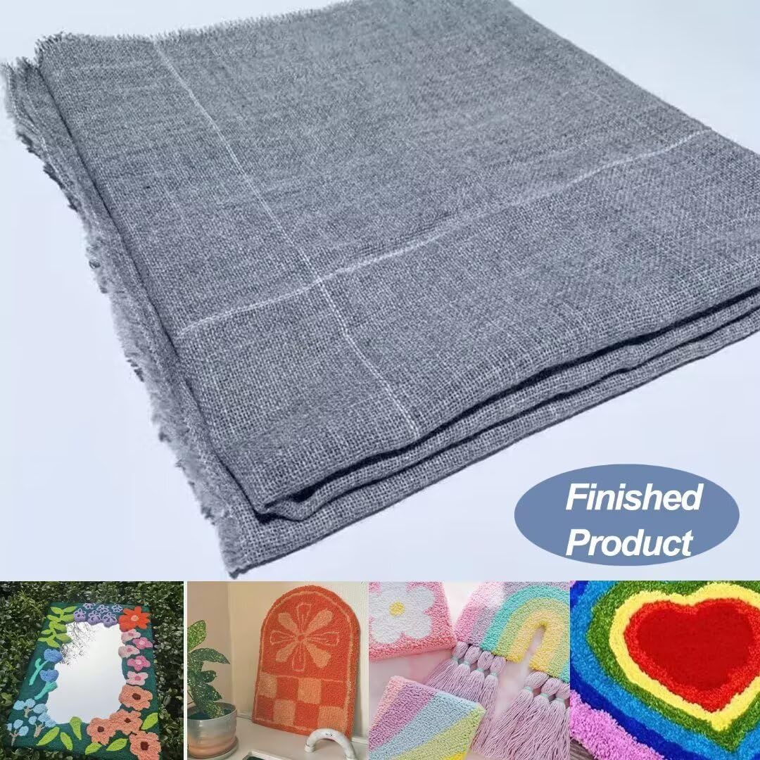 Tessuto tufting grigio 100% poliestere per pistola tufting,tessuto dei monaci con linea misurazione bianca