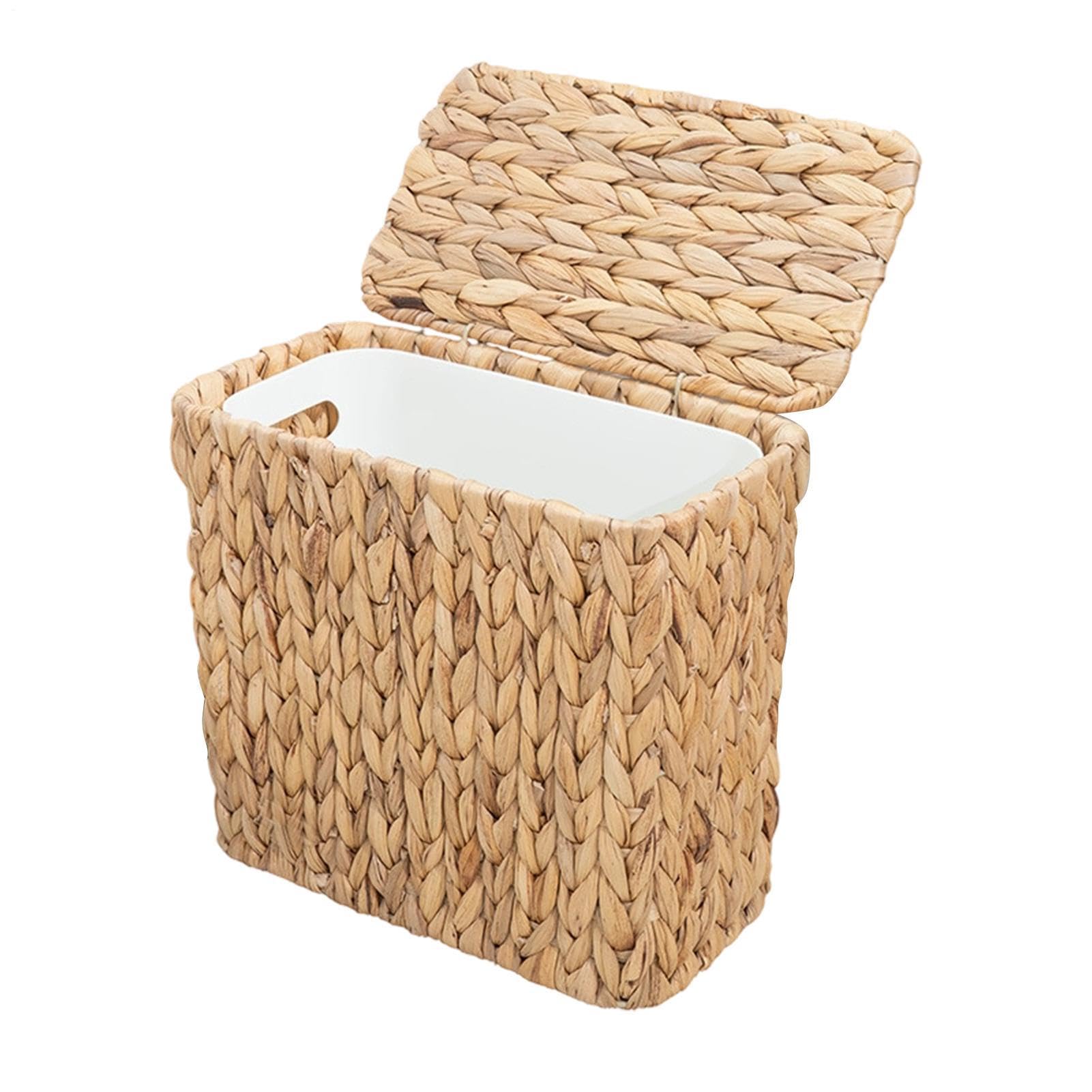 Woven Bathroom Trash Can Recycling Bin with Removable Inner Bucket Bin