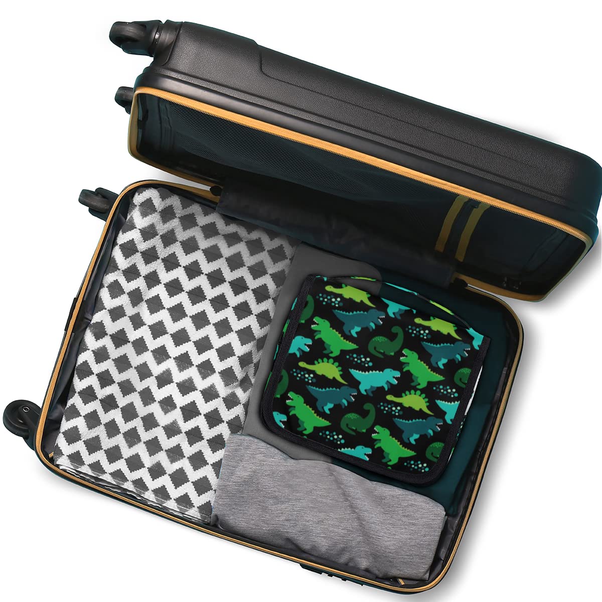 Caroon Dinozaur Podróżna Kosmetyczka Zabawny Dinozaur Mycie Torba Unisex Wiszące przybory toaletowe Kosmetyczka Organizer do makijażu, wielobarwny, Jeden rozmiar