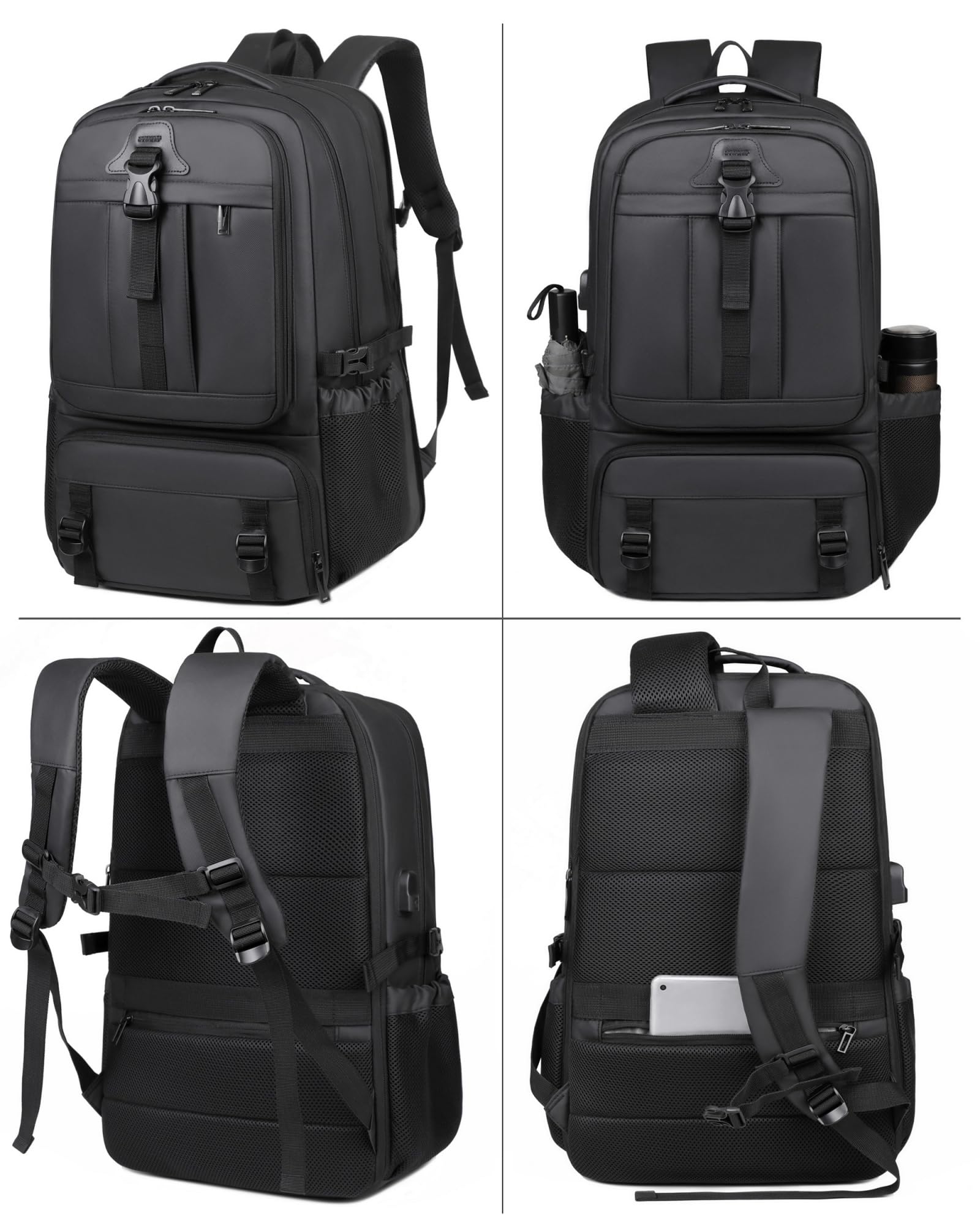 Kommodum - Zaino per Viaggio da Uomo Porta PC Estendibile Bagaglio Valigia Borsa Computer fino ai 17 pollici in Membrana PU Tasca impermeabile per Lavoro Trekking Escursione KM18