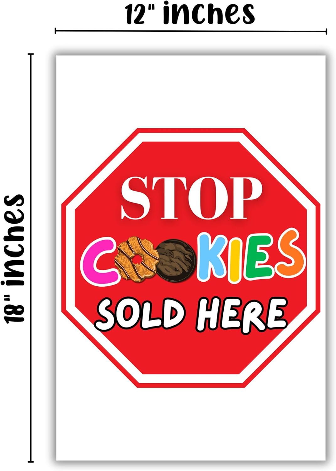 Stop Caution Scout Cookies Sold Here | 2 Pack, 12x18” Outdoor Yard Sign Hold Up at Booth Traffic To Buy Cookies Troop Leader and Number Reorder Sales Goal