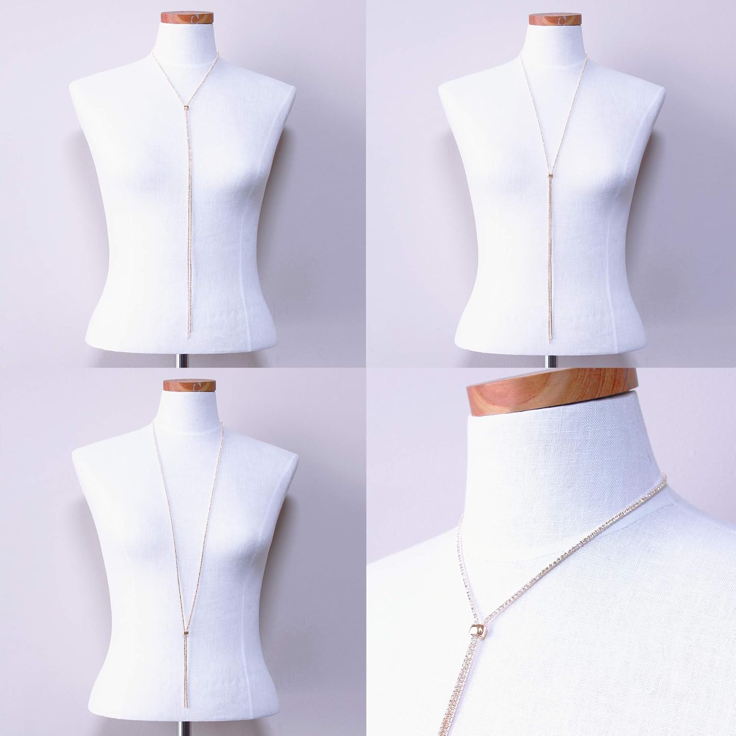 NTLX Y Necklace for Women - Long Rhinestone Necklace – Gold Silver and Rose Gold Necklace – Adjustable Slider – Great Gift - Image 2