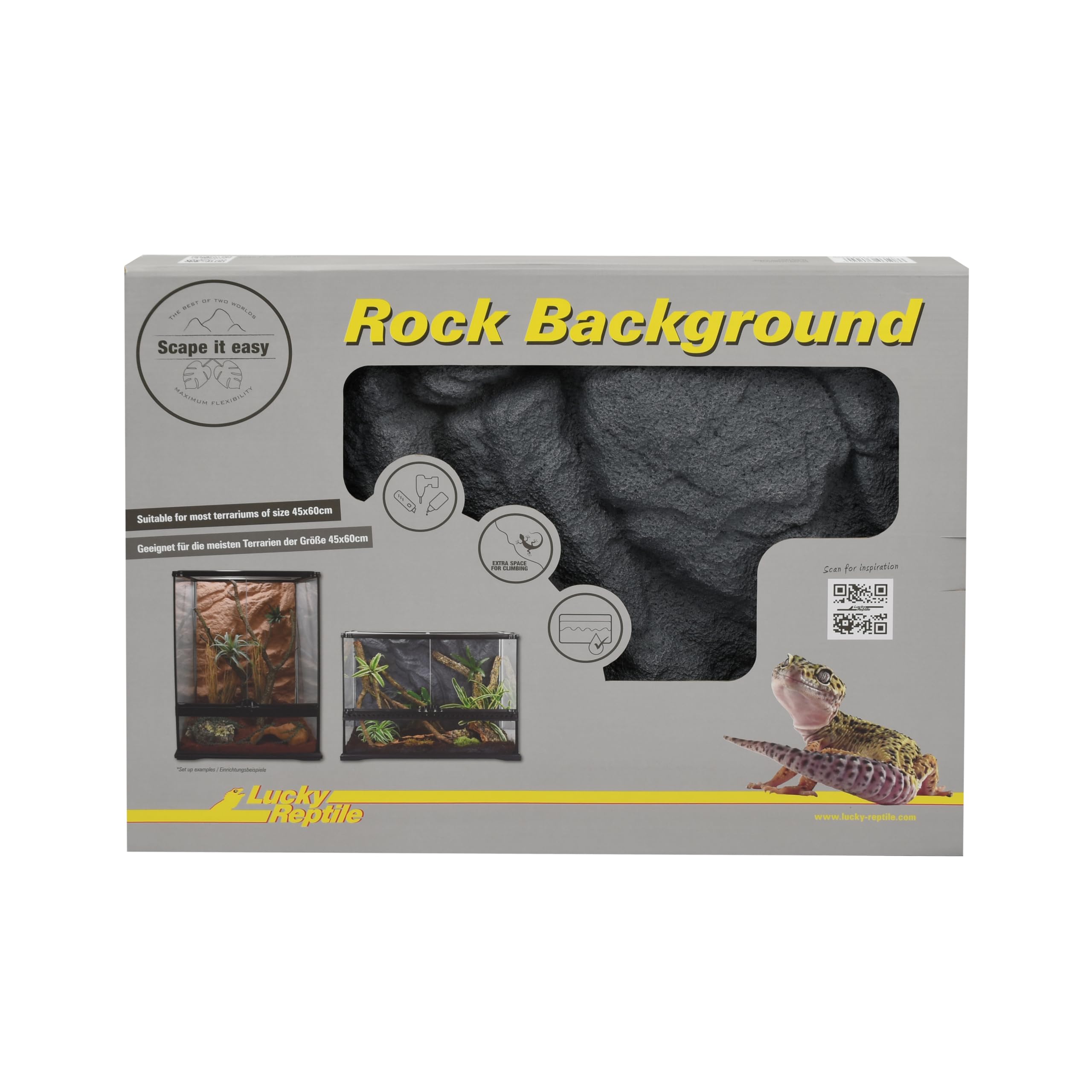 Lucky Reptile Rock Background - Scape it Easy - Basalt Grey, 58 x 43 cm, passende für Exo Terra Glasterrarien