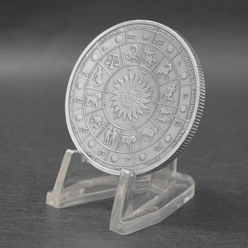 Miniatura 4 de Moneda creativa de doce constelaciones del zodiaco, monedas conmemorativas de plata antigua, decoración del hogar, manualidades, colección de arte,