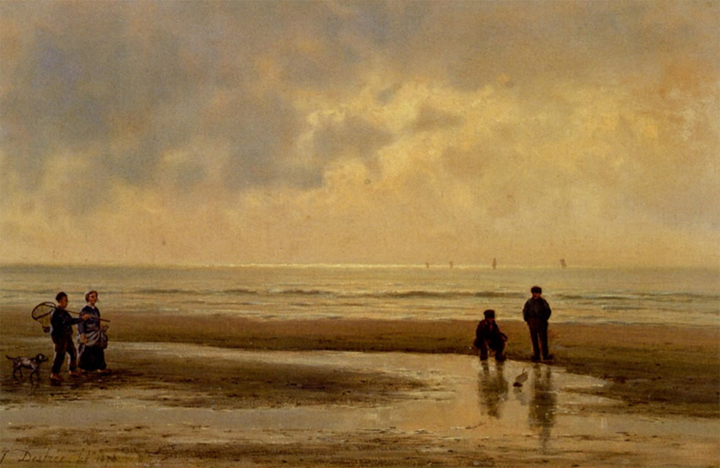 ARTXLXXBN Famous Art Print Poster Vintage Wall Art Figures on the Beach by Johannes Destree Canvas Art Poster for Home Decor 60x90cm
