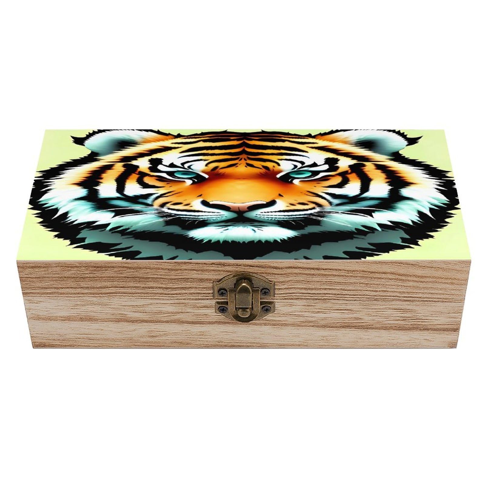 VstaDank Little Fat Tiger Head Wooden Storage Box with Hinged Lid Natural Wooden Box Beautifully Keepsake Boxes Vintage Wood Boxes Jewelry Organizer Trinket Storage Chest Unique Gift