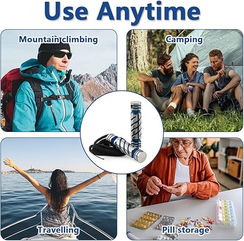 Miniatura 6 de JJFox Pastillero para llavero, pequeño contenedor de pastillas de titanio, pastillero, collar, contenedor de píldoras, llavero, portátil, Edc,