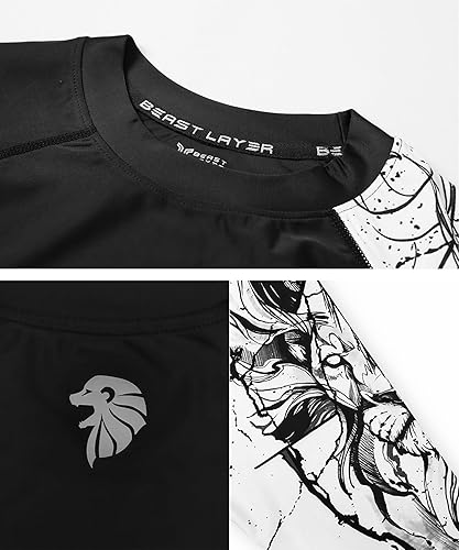 Vista 4 de HUGE SPORTS Serie Wildling Camiseta de protección con protección UV, de secado rápido, con compresión