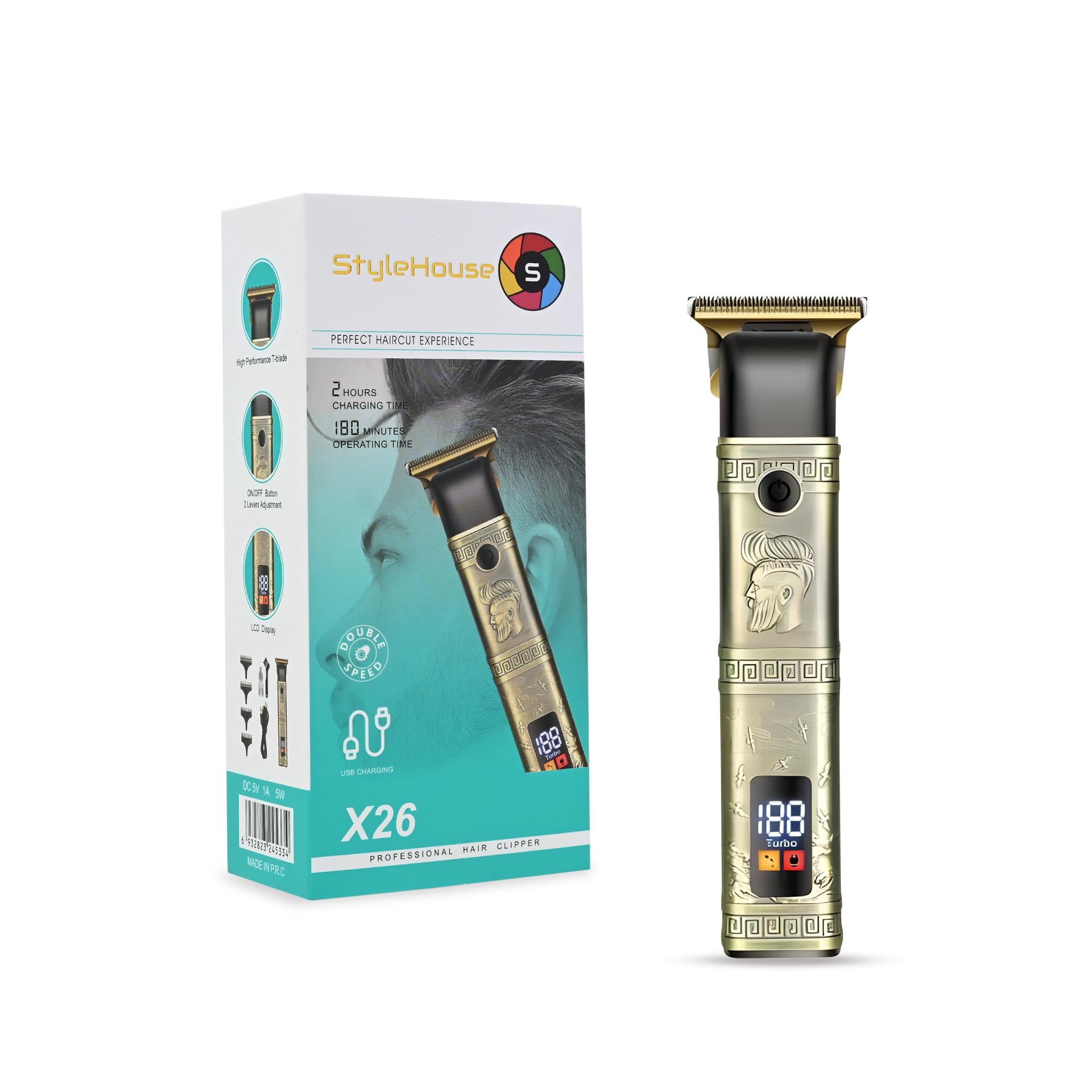 StyleHouse X26 Battery Powered Trimmer For Men, 180 Mins Runtime, Budha Trimmer For Man, Led Display, Double Speed Trimmer, High Performance Golden T Blade (B0CDHL4GQ9) Amazon Price History, Amazon Price Tracker