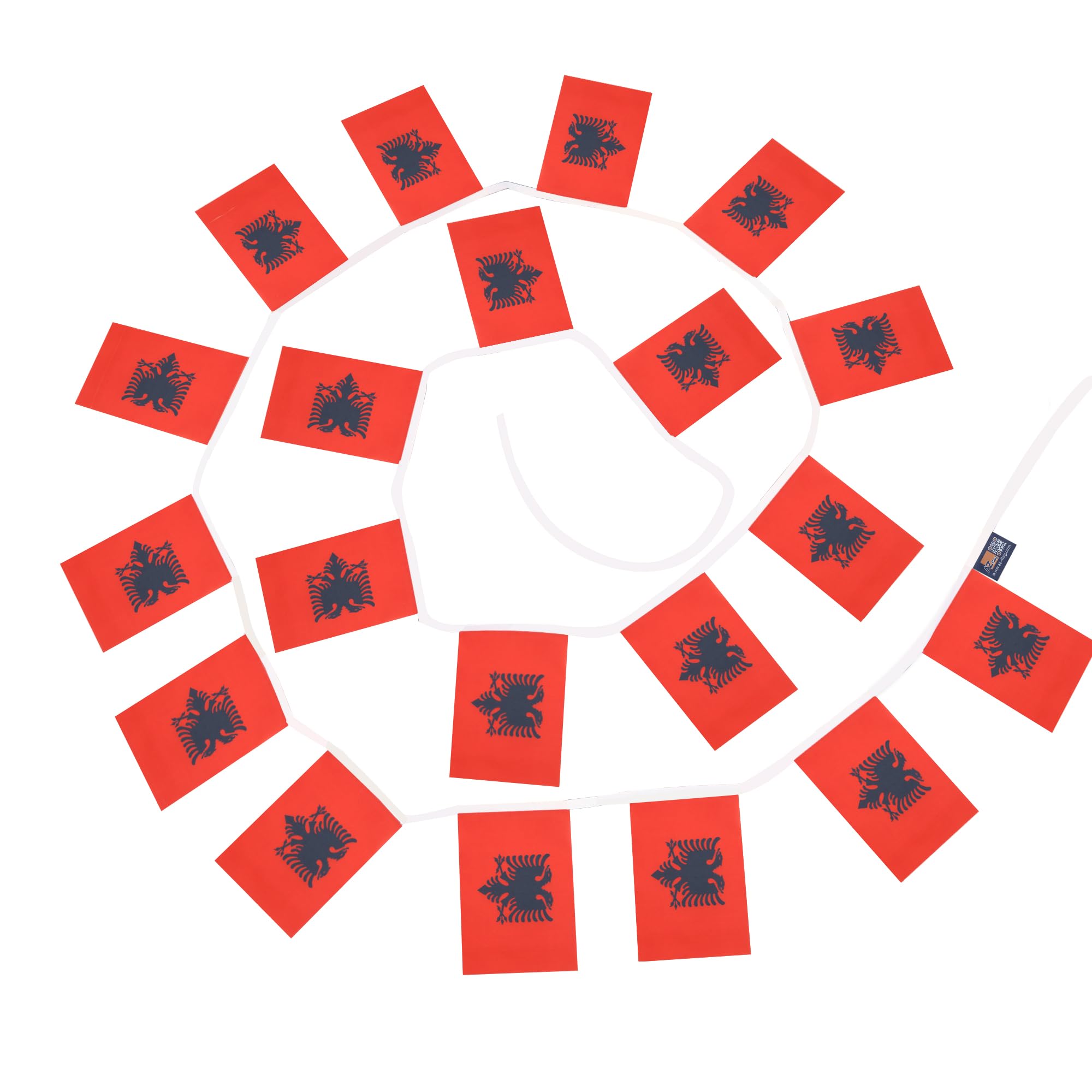 AZ FLAG Albania Bunting Flag, 20 Ft Garland with 20 Small Albanian Flags 8'' x 6'', 100% Polyester String Pennant, 6 meters — view 6