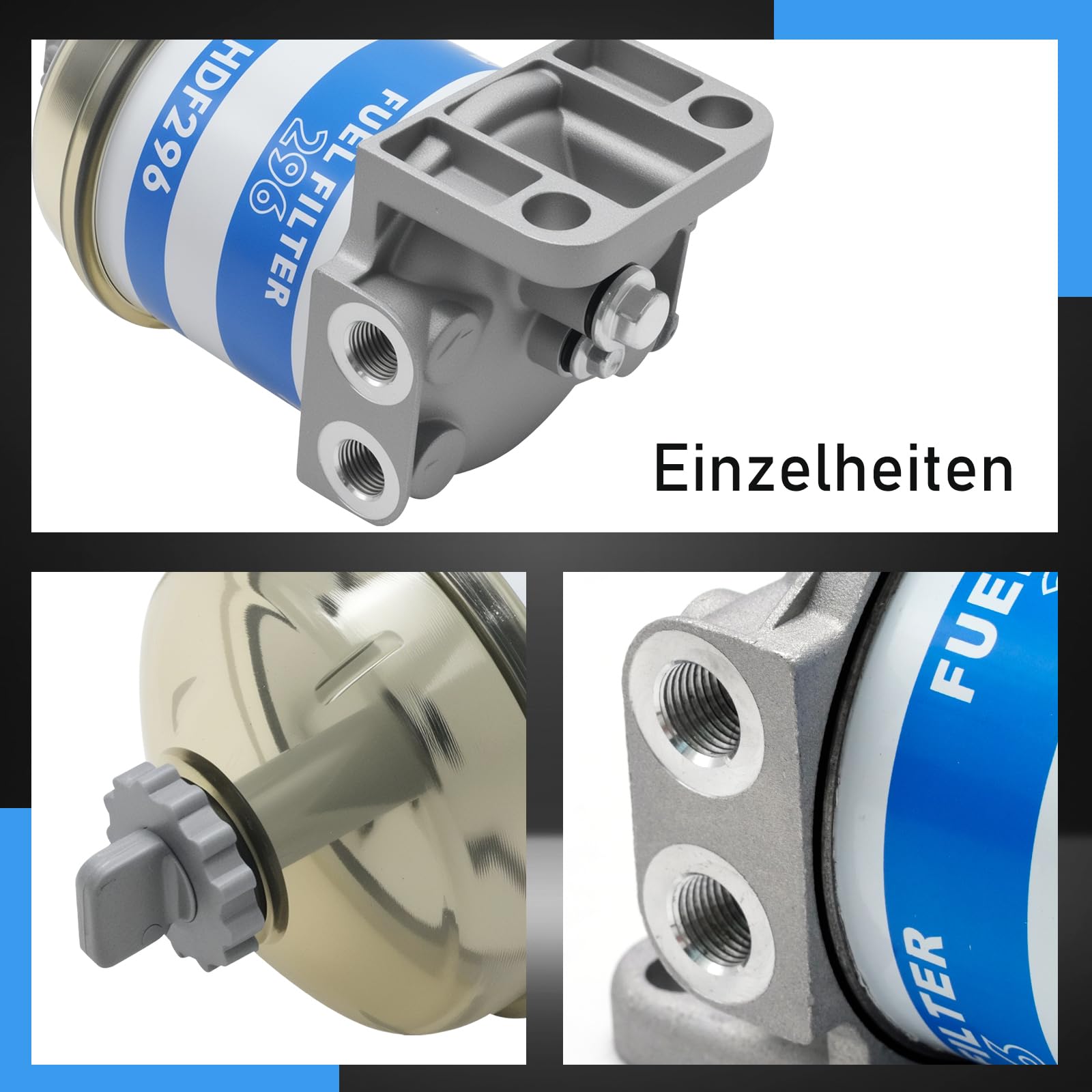 Filtro carburante diesel CAV296, separatore acqua, ricambio Massey Ferguson 133-185, barche, trattori