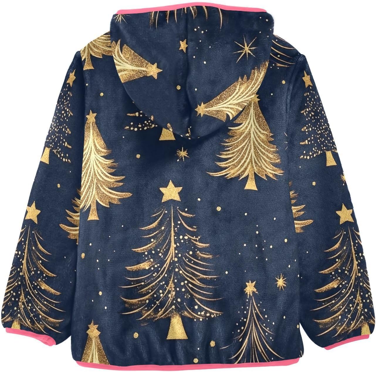ALAZA Christmas Tree Pattern Hoodie Jacket for Girls Toddler Fleece Zip Up Coat Plush Jacket for 3 Years