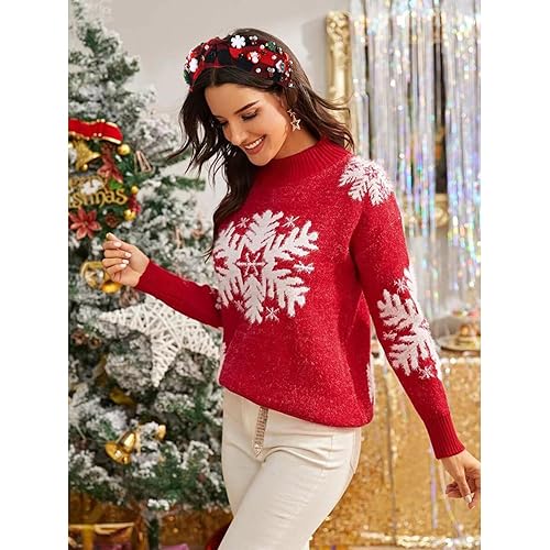 Miniatura 8 de Diadema de Navidad para mujer, accesorios de Navidad, lazo de reno, copo de nieve, diadema roja y verde con diamantes de imitación anudada, diadema