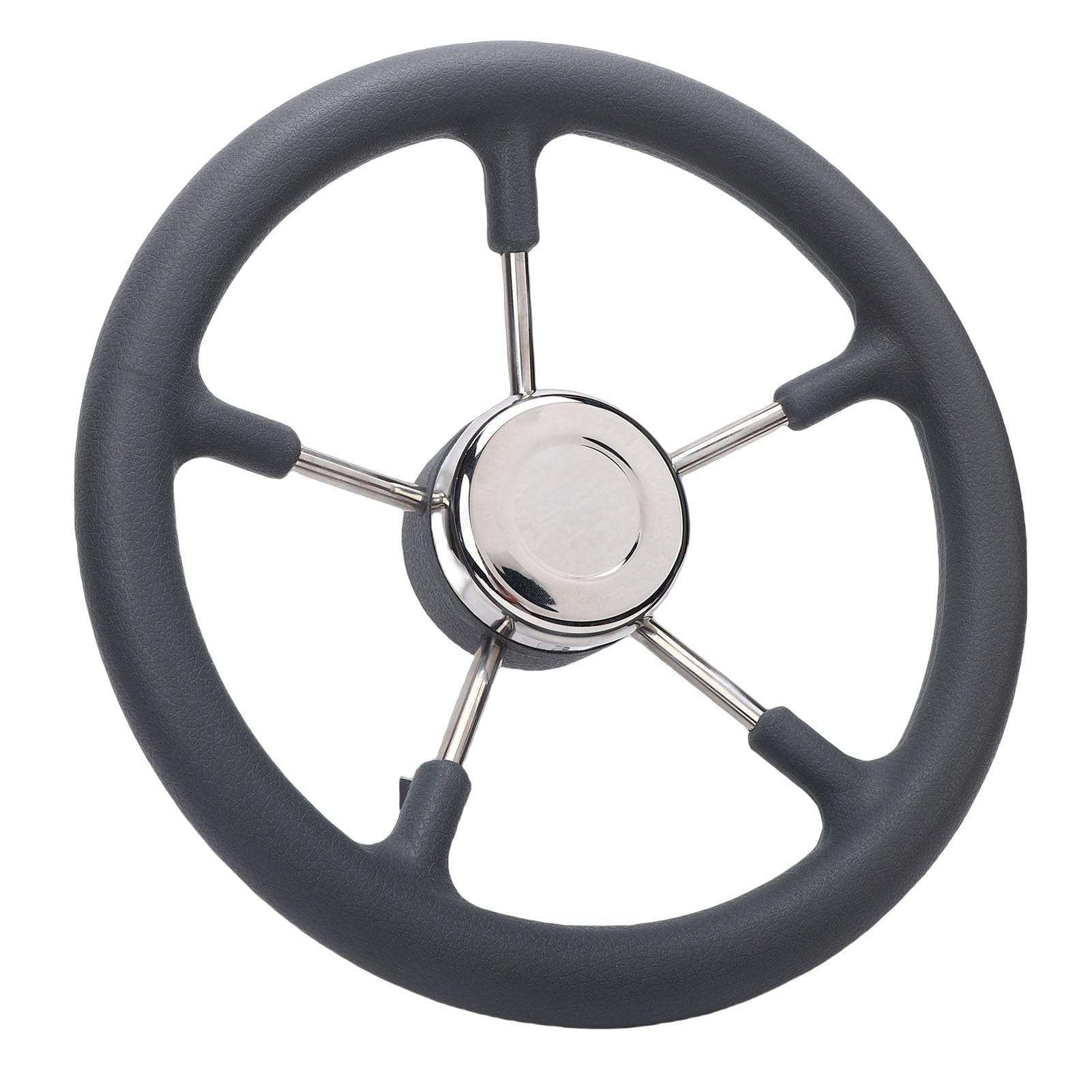 Akozon Volante Barca Acciaio Inox 13 Pollici, 5 Razze Impugnatura Schiuma Angolo 15°, per Yacht Motoscafi Pesca, Albero Conico 0,75 Pollici