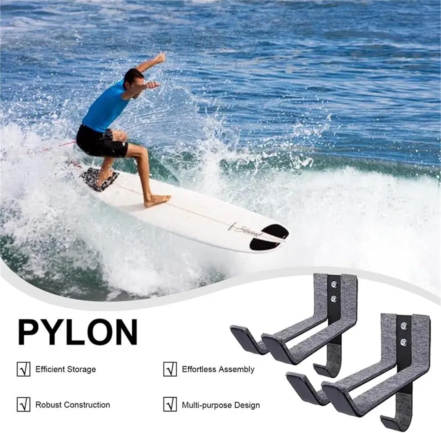 Skateboard Wall Mount 2 Pair Wall Mounted Surfboard Rack Snowboard Hanger Storage Rack for Skateboard for Deck Display Storage